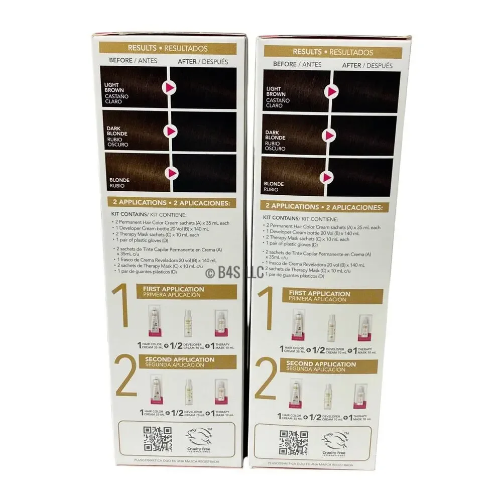 PlusCosmetica DUO Hair Dye 3 Dark Brown Permanent Color , 2 Pack, Exp 08/27